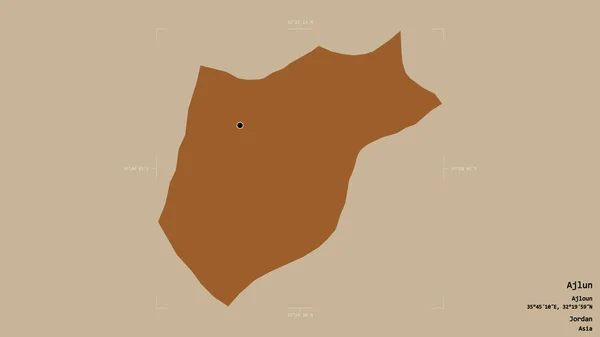 Obszar Ajlun Prowincja Jordania Odizolowany Solidnym Tle Georeferencyjnej Skrzynce Granicznej — Zdjęcie stockowe