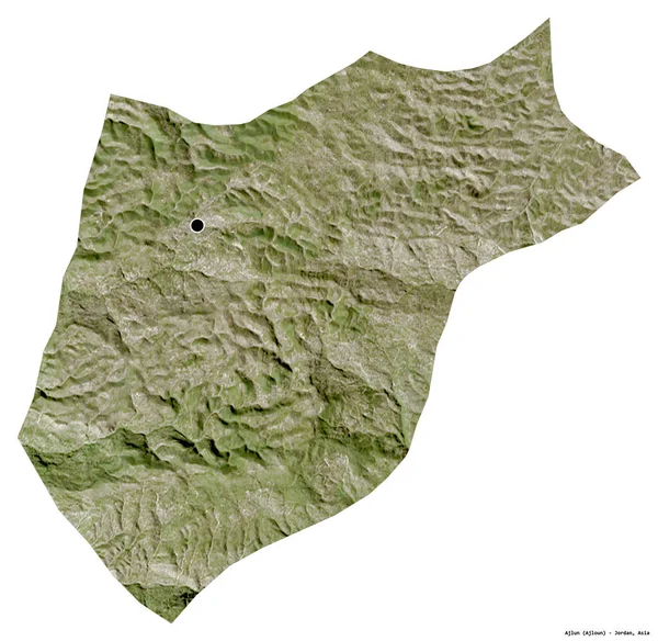 Shape Ajlun Province Jordan Its Capital Isolated White Background Satellite — Stock Photo, Image