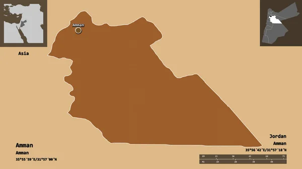 Bentuknya Amman Provinsi Yordania Dan Ibukotanya Skala Jarak Pratinjau Dan — Stok Foto