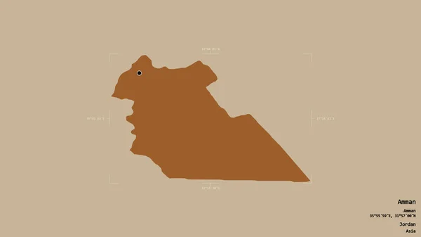 ヨルダンの州 アンマンの地域は 洗練された境界ボックスにしっかりとした背景に隔離されています ラベル パターン化されたテクスチャの構成 3Dレンダリング — ストック写真