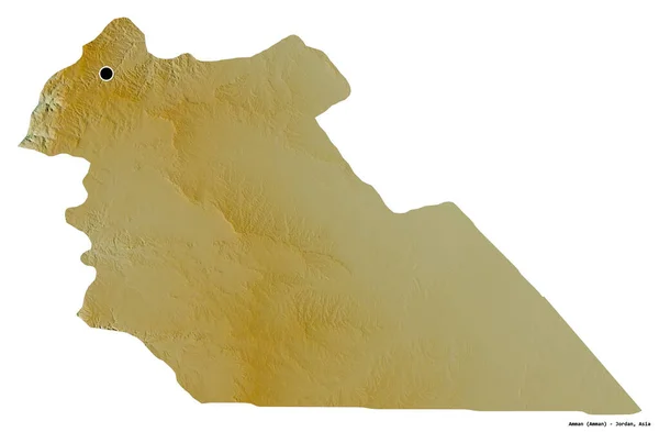 ヨルダン州のアンマンの形で その首都は白い背景に隔離されています 地形図 3Dレンダリング — ストック写真