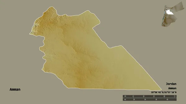 Форма Аммана Провинции Иордания Столицей Изолированы Прочном Фоне Дистанционный Масштаб — стоковое фото