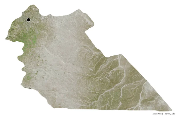 ヨルダン州のアンマンの形で その首都は白い背景に隔離されています 衛星画像 3Dレンダリング — ストック写真