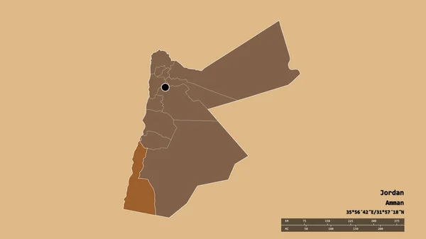 Desaturated Shape Jordan Its Capital Main Regional Division Separated Aqaba — Stock Photo, Image