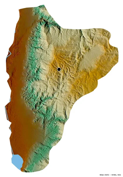 Форма Балка Провінція Йорданія Столицею Ізольованою Білому Тлі Карта Рельєфу — стокове фото