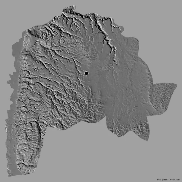 Forma Irbid Provincia Jordania Con Capital Aislada Sobre Fondo Color — Foto de Stock