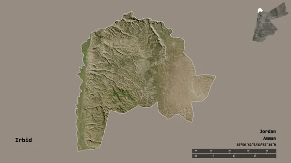 Shape Irbid Province Jordan Its Capital Isolated Solid Background Distance — Stock Photo, Image