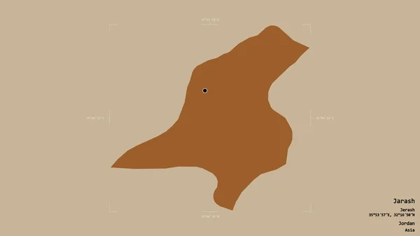 Obszar Jarash Prowincja Jordanii Odizolowany Solidnym Tle Georeferencyjnej Skrzynce Granicznej — Zdjęcie stockowe