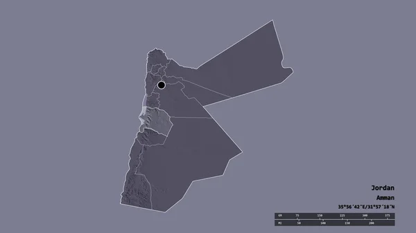 Die Ungesättigte Form Jordaniens Mit Seiner Hauptstadt Der Wichtigsten Regionalen — Stockfoto