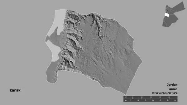 Forma Karak Provincia Jordania Con Capital Aislada Sobre Fondo Sólido — Foto de Stock