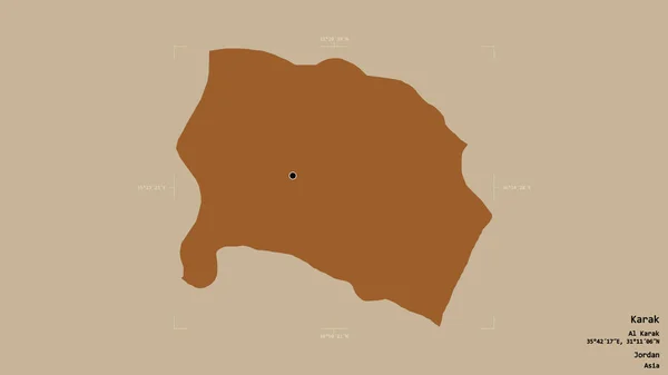 约旦省卡拉克地区 以坚实的背景隔离在一个地理参考方块中 图形纹理的组成 3D渲染 — 图库照片