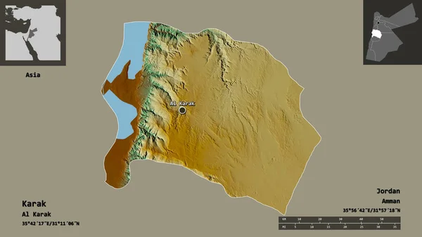 Forma Karak Provincia Jordania Capital Escala Distancia Vistas Previas Etiquetas —  Fotos de Stock