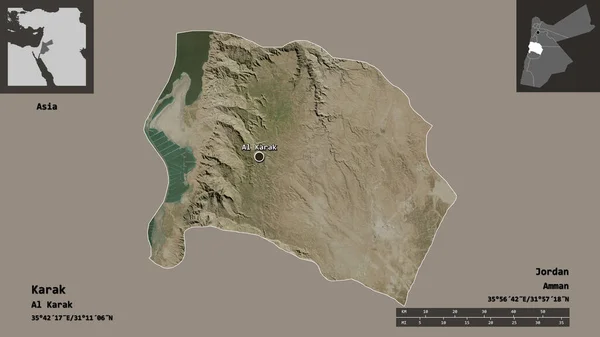 Forma Karak Provincia Jordania Capital Escala Distancia Vistas Previas Etiquetas —  Fotos de Stock