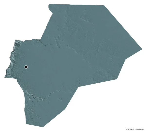 Form Provinsen Jordanien Med Huvudstaden Isolerad Vit Bakgrund Färgad Höjdkarta — Stockfoto