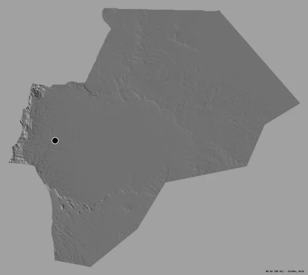 Shape Provinz Jordanien Mit Seiner Hauptstadt Isoliert Auf Einem Einfarbigen — Stockfoto