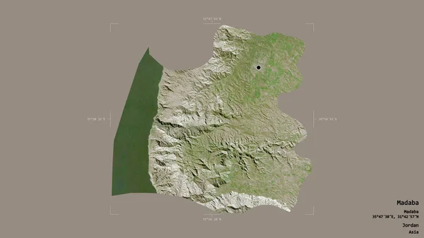Oblast Madaby Provincie Jordánsko Izolovaná Pevném Pozadí Georeferenční Hraniční Oblasti — Stock fotografie