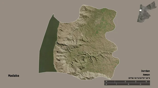 Shape Madaba Province Jordan Its Capital Isolated Solid Background Distance — Stock Photo, Image