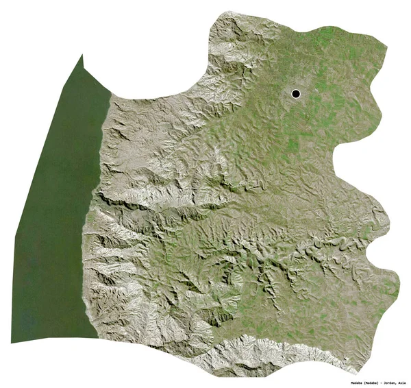 Форма Мадабы Провинции Иордания Столицей Изолированной Белом Фоне Спутниковые Снимки — стоковое фото