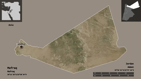 Forma Mafraq Provincia Jordania Capital Escala Distancia Vistas Previas Etiquetas —  Fotos de Stock