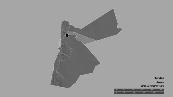 Зневірена Форма Йорданії Столицею Основним Регіональним Поділом Відокремленою Територією Зарка — стокове фото