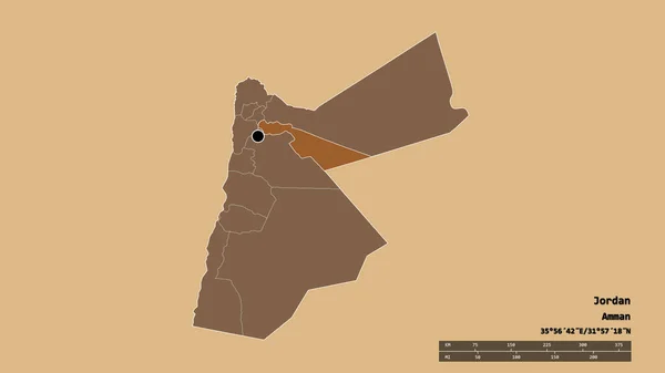 Зневірена Форма Йорданії Столицею Основним Регіональним Поділом Відокремленою Територією Зарка — стокове фото