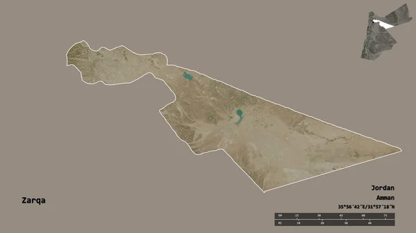 Forma Zarqa Provincia Giordania Con Suo Capoluogo Isolato Uno Sfondo — Foto Stock