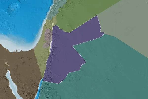 Розширена Територія Виділеної Йорданії Кольорові Карти Висот Візуалізація — стокове фото