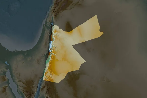 Shape Jordan Separated Desaturation Neighboring Areas Topographic Relief Map Rendering — Stock Photo, Image