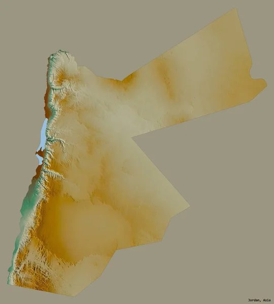 Form Jordanien Med Dess Huvudstad Isolerad Solid Färg Bakgrund Topografisk — Stockfoto