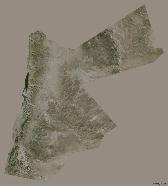 约旦的形状 其首都隔离在一个坚实的色彩背景 卫星图像 3D渲染 — 图库照片