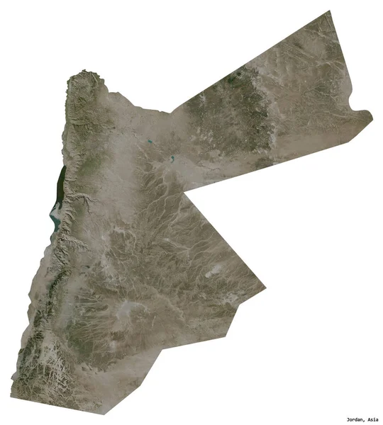 Gestalt Jordaniens Mit Seiner Hauptstadt Isoliert Auf Weißem Hintergrund Satellitenbilder — Stockfoto