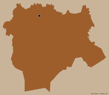 Kazakistan 'ın Aqtobe bölgesi, başkenti katı renk arkaplanı ile izole edilmiştir. Desenli dokuların bileşimi. 3B görüntüleme