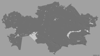Kazakistan 'ın sermayesi katı renk arkaplanı ile izole edilmiş hali. Çift seviyeli yükseklik haritası. 3B görüntüleme
