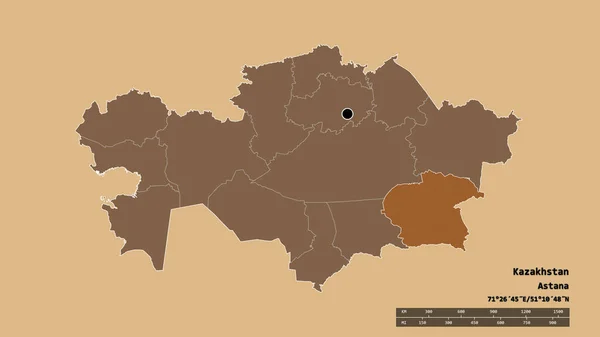 Vyprahlý Tvar Kazachstánu Hlavním Městem Hlavní Regionální Divizí Oddělenou Almatskou — Stock fotografie