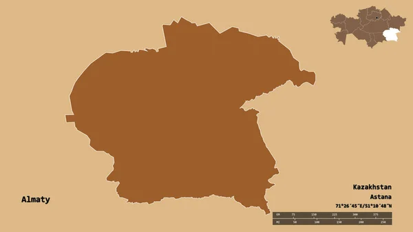 Σχήμα Almaty Περιοχή Του Καζακστάν Κεφάλαιό Του Απομονωμένο Στέρεο Υπόβαθρο — Φωτογραφία Αρχείου