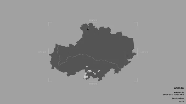 Площадь Акмола Область Казахстана Изолирована Твердом Фоне Геометрической Коробке Метки — стоковое фото