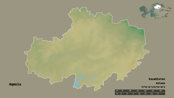 Forma Aqmola Regione Del Kazakistan Con Sua Capitale Isolata Uno — Foto Stock