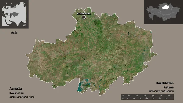 Forma Aqmola Región Kazajstán Capital Escala Distancia Vistas Previas Etiquetas — Foto de Stock