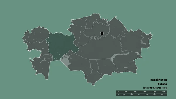 Vyprahlý Tvar Kazachstánu Hlavním Městem Hlavní Regionální Divizí Odděleným Územím — Stock fotografie