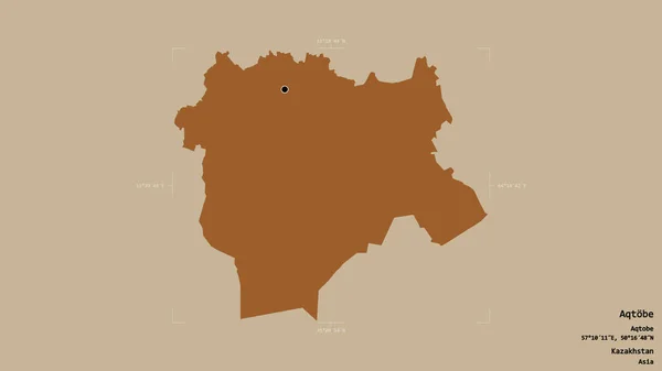 哈萨克斯坦地区Aqtobe的一个地区 在一个地理参照框的坚实背景上被隔离 图形纹理的组成 3D渲染 — 图库照片