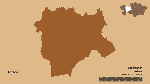 Forme Aqtobe Région Kazakhstan Avec Capitale Isolée Sur Fond Solide — Photo