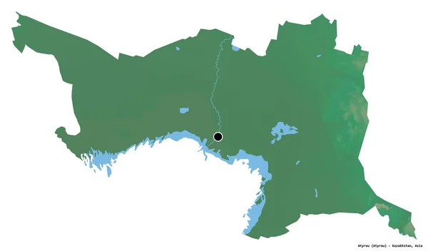 Vorm Van Atyrau Regio Van Kazachstan Met Hoofdstad Geïsoleerd Witte — Stockfoto