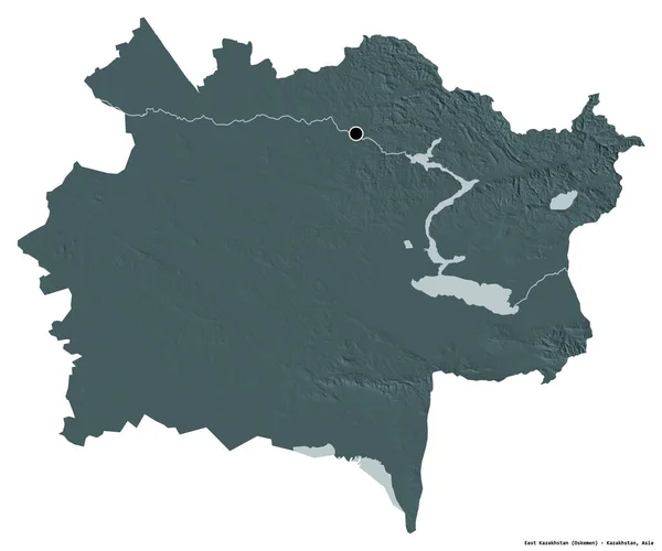 Gestalt Von Ostkasachstan Region Kasachstan Mit Seiner Hauptstadt Isoliert Auf — Stockfoto