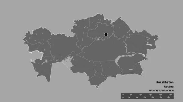 Vyprahlý Tvar Kazachstánu Hlavním Městem Hlavní Regionální Divizí Odděleným Východním — Stock fotografie