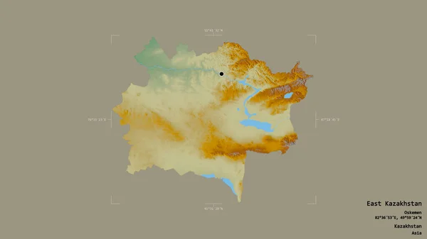 Området Östra Kazakstan Regionen Kazakstan Isolerat Solid Bakgrund Georefererad Avgränsningsbox — Stockfoto