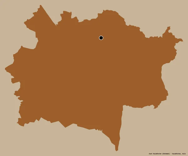 Форма Восточно Казахстанской Области Казахстана Столицей Изолированной Сплошном Цветном Фоне — стоковое фото