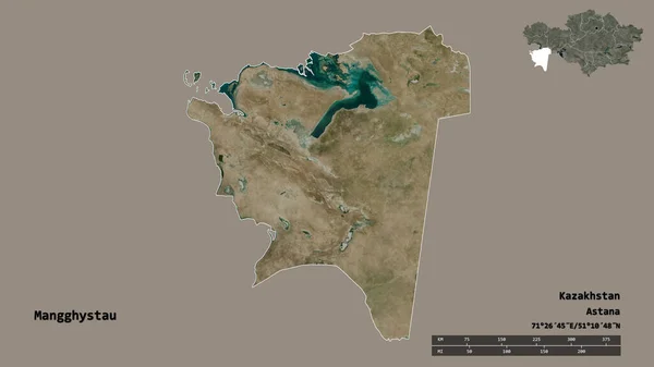 Form Mangghystau Regionen Kazakstan Med Dess Huvudstad Isolerad Solid Bakgrund — Stockfoto