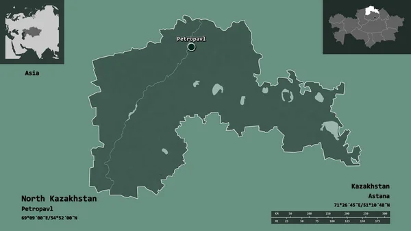 Forme Kazakhstan Nord Région Kazakhstan Capitale Échelle Distance Aperçus Étiquettes — Photo