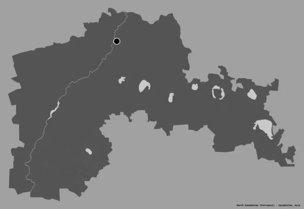 Form Norra Kazakstan Regionen Kazakstan Med Sin Huvudstad Isolerad Solid — Stockfoto