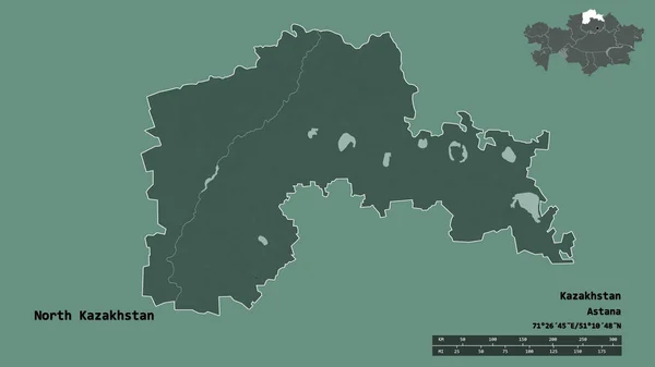 Form Norra Kazakstan Regionen Kazakstan Med Dess Huvudstad Isolerad Solid — Stockfoto